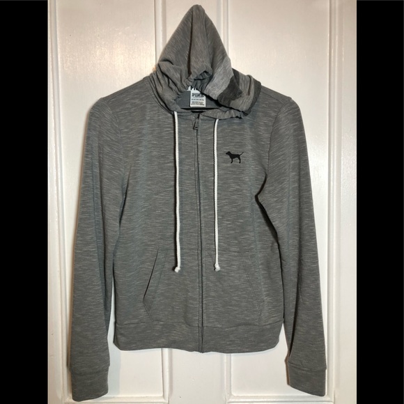 Pink Victoria’s Secret Heather Gray Zip Up Hoodie